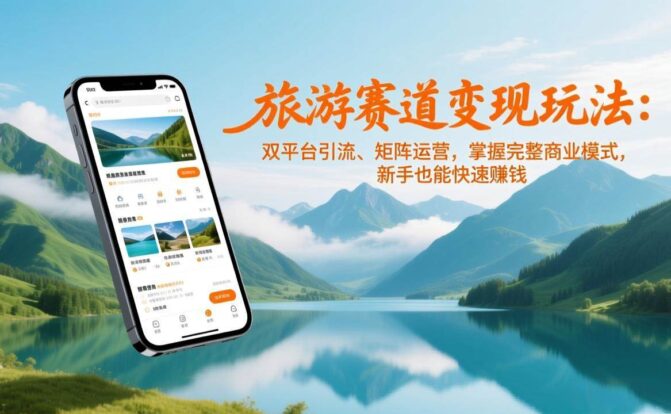 旅游赛道变现玩法：双平台引流、矩阵运营，掌握完整商业模式，新手也能快速赚钱