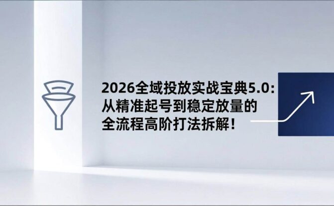 2026全域投放实战宝典5.0：从精准起号到稳定放量的全流程高阶打法拆解！