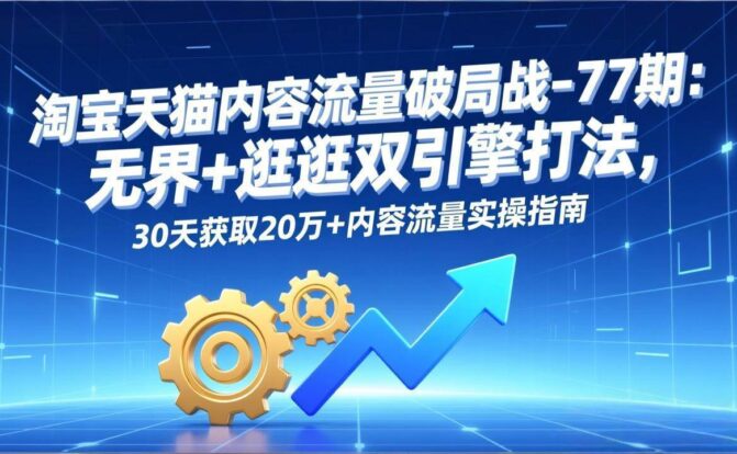 淘宝天猫内容流量破局战-77期:无界+逛逛双引擎打法,30天获取20万+内容流量实操指南