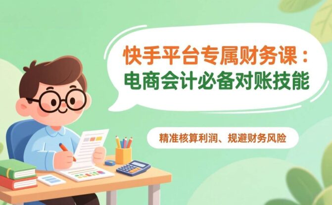 快手平台专属财务课：电商会计必备对账技能，精准核算利润、规避财务风险