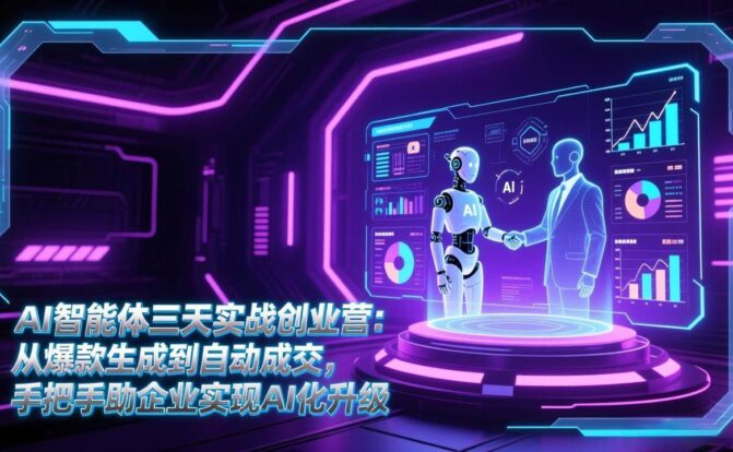AI智能体三天实战创业营：从爆款生成到自动成交，手把手助企业实现AI化升级