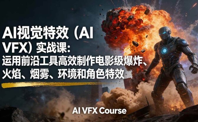 AI视觉特效（AI VFX）实战课：运用前沿工具高效制作电影级爆炸、火焰、烟雾、环境和角色特效