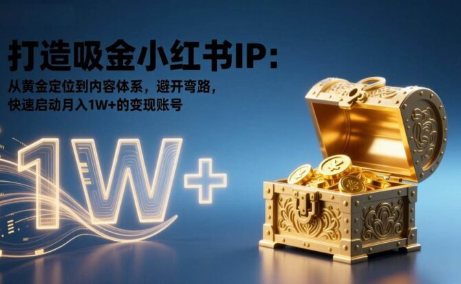 打造吸金小红书IP：从黄金定位到内容体系，避开弯路，快速启动月入1W+的变现账号