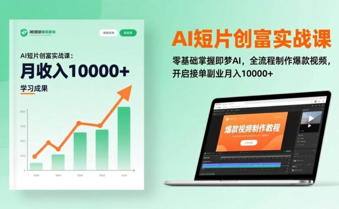 AI短片创富实战课:零基础掌握即梦AI,全流程制作爆款视频,开启接单副业月入10000+(更新)
