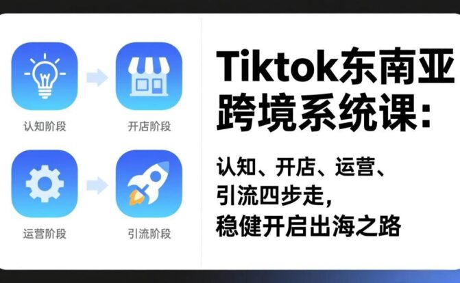 TikTok东南亚跨境系统课：认知、开店、运营、引流四步走，稳健开启出海之路