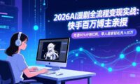 2026AI漫剧全流程变现实战:快手百万博主亲授,吃透90%分账红利,单人居家轻松月入过万