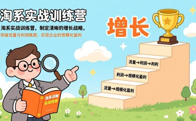 淘系实战训练营，制定清晰的增长战略，突破流量与利润瓶颈，实现企业的规模化盈利